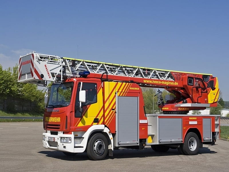 Firetruck Iveco, magirus, germany, german firetruck, fire truck, iveco, HD wallpaper