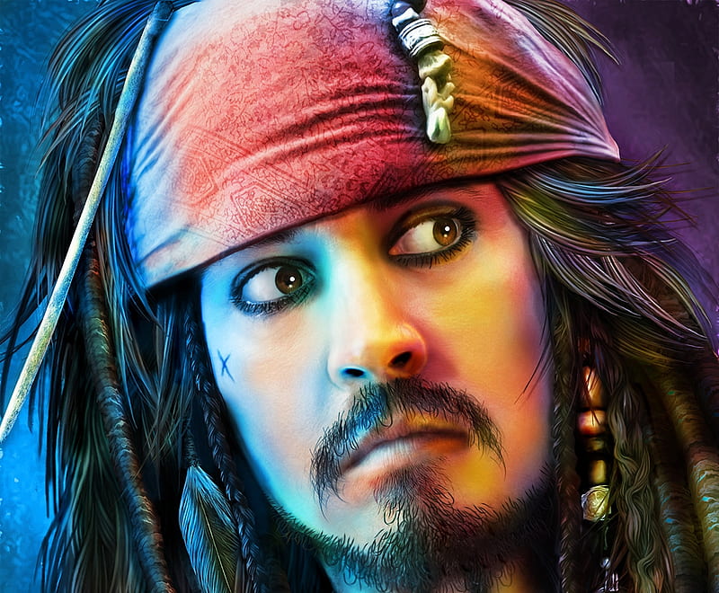 Captain Jack Sparrow, fantasy, luminos, man, face, mark armstrong rand, Johnny  Depp, HD wallpaper | Peakpx