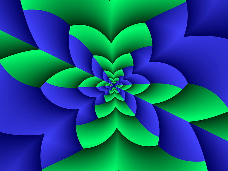A Green-Blue Flower, BLUE, SIMPLE, GREEN, Mind Boggling Fractals, ROSE, FRACTAL, FLOWER, ABSTRACT, BLUE-GREEN, HD wallpaper