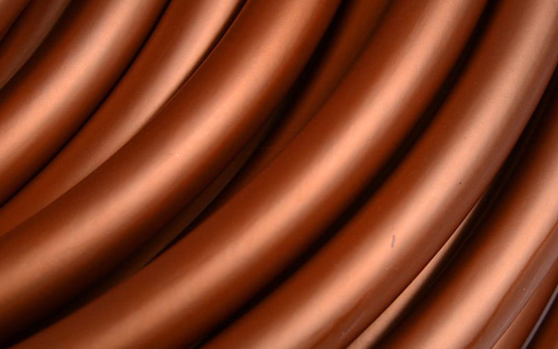 copper wires, macro, metal waves texture, copper wire, background with copper, 3D textures, metal textures, HD wallpaper