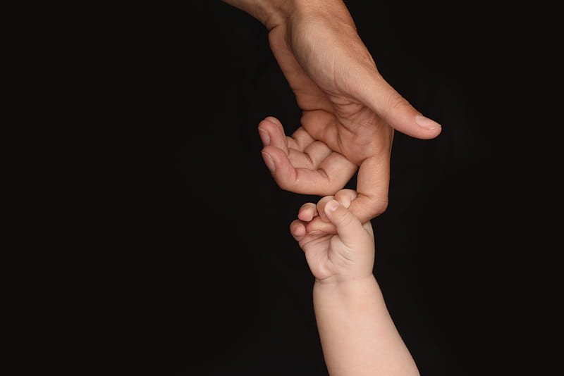 hands, fingers, touch, child, parent, HD wallpaper