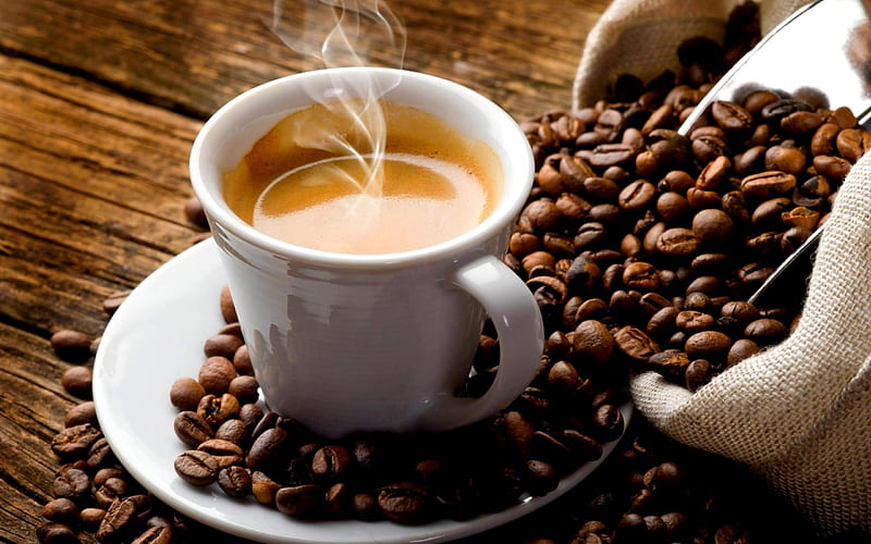 GOOD MORNING!, grain, coffee, foam, beverage, espresso, HD wallpaper