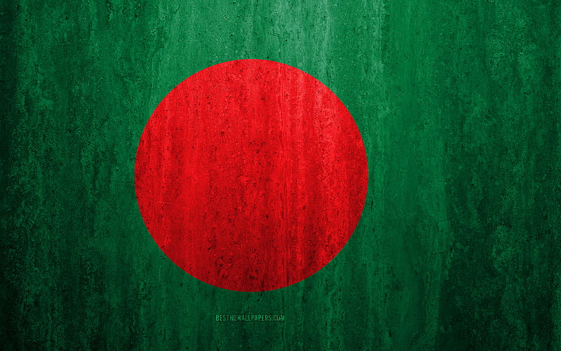 Flag of Bangladesh stone background, grunge flag, Asia, Bangladesh flag, grunge art, national symbols, Bangladesh, stone texture, HD wallpaper