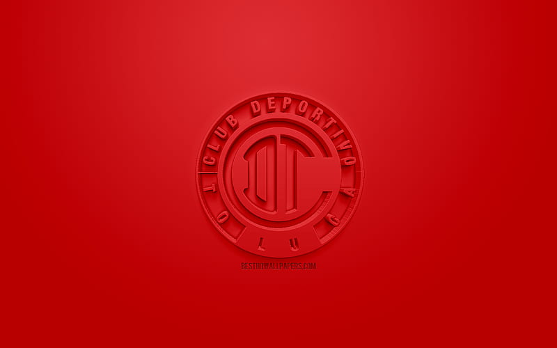 Deportivo Toluca FC, creative 3D logo, red background, 3d emblem, Mexican football club, Liga MX, Toluca, Mexico, 3d art, football, stylish 3d logo, HD wallpaper