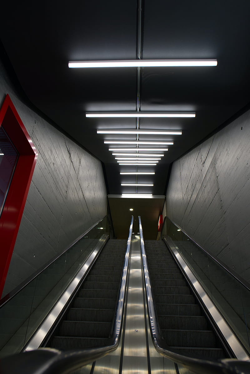 escalator, stairs, rise, bottom view, HD phone wallpaper