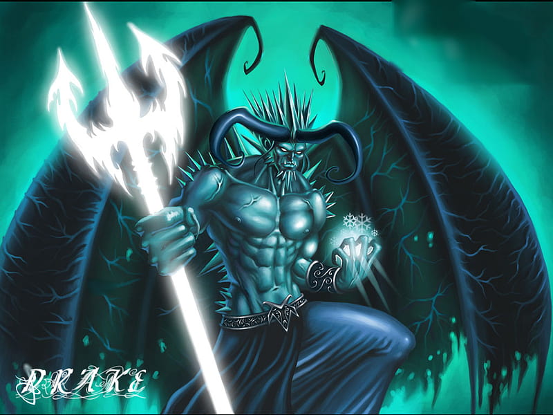 Ice Demon, demon, wings, triton, ice, horns, HD wallpaper