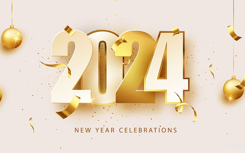 Happy New Year 2024 Abstract Art Design, HD wallpaper