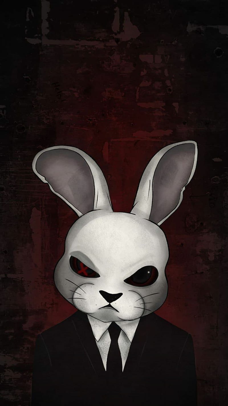 Crazy bunny, animals, best, blue, cool, mafia, red, serious, suit, HD phone wallpaper