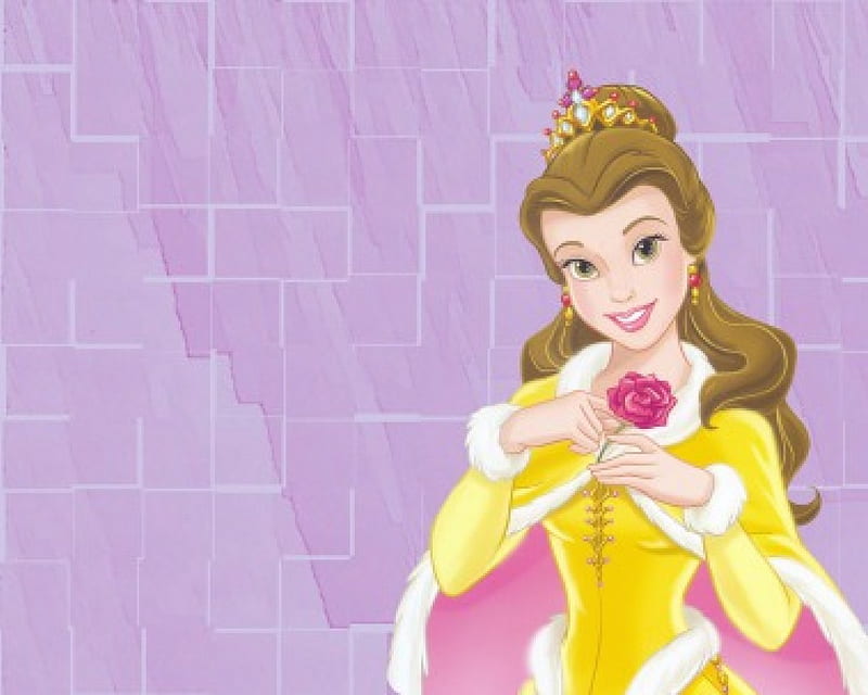 Belle, Beauty and the Beast, Disney, Cartoon, Rose, HD wallpaper | Peakpx