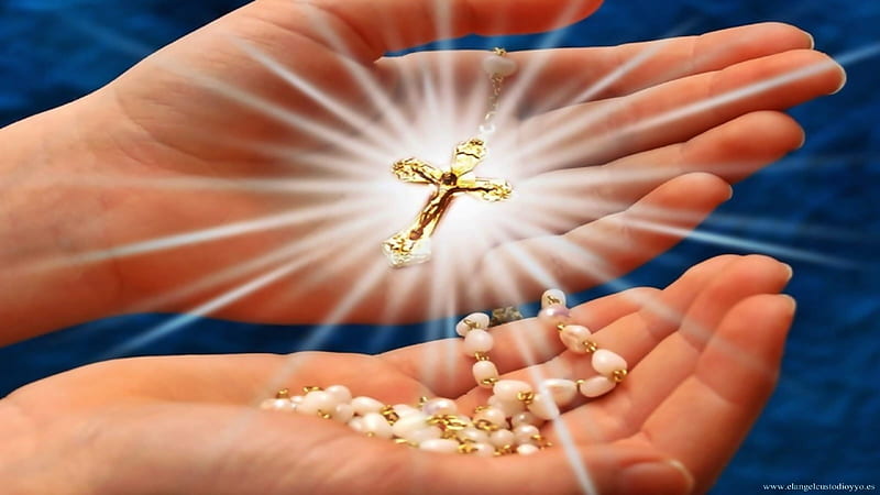 jesus praying hands with rosary