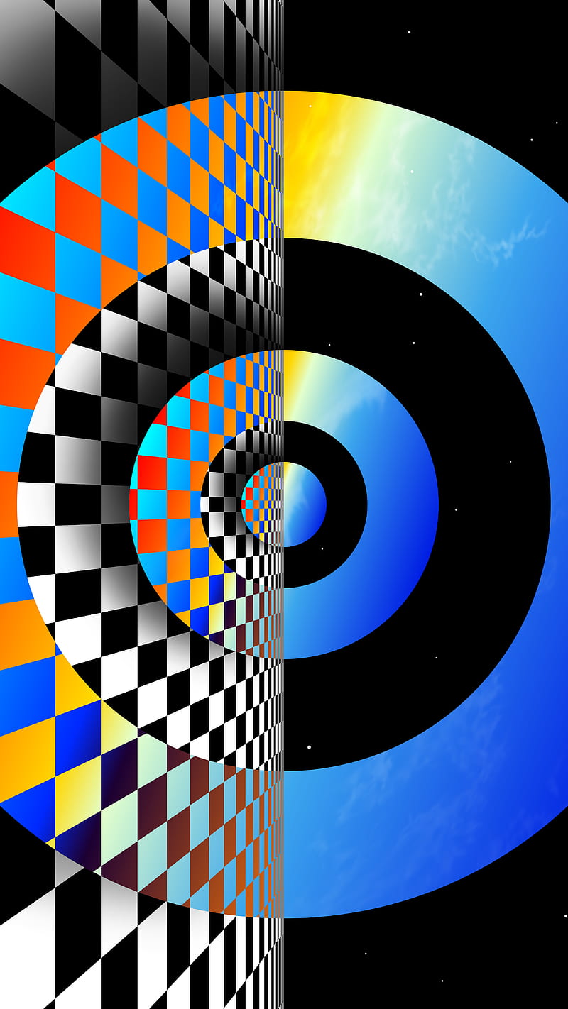 Vertical, Divin, Sci-fi, abstraction, black-and-white, checkered, circle, color, conception, cosmic, cosmos, effect, eye-catching, geometric, gradient, holographic, immersion, iridescent, minimalism, op-art, opart, optical, optical-art, perspective, portal, space, visionary, visual, HD phone wallpaper