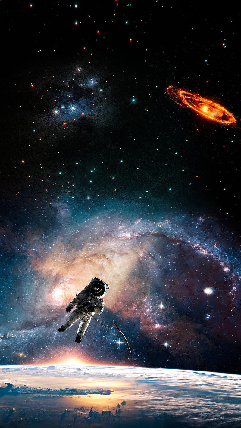 Space Travel, astronaut, falcon, galaxy, space, HD phone wallpaper