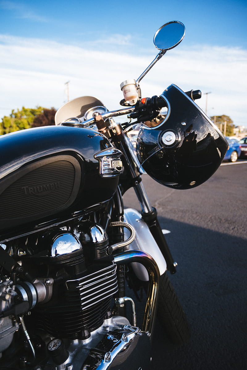 motorcycle, helmet, bike, black, HD phone wallpaper