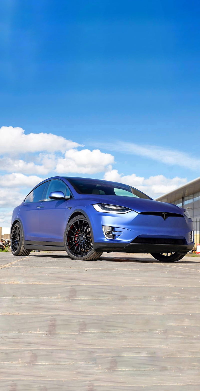 Tesla Model X, blue, chrome delete, electric, fast, luxury, model x, performance, supercar, wrap, HD phone wallpaper