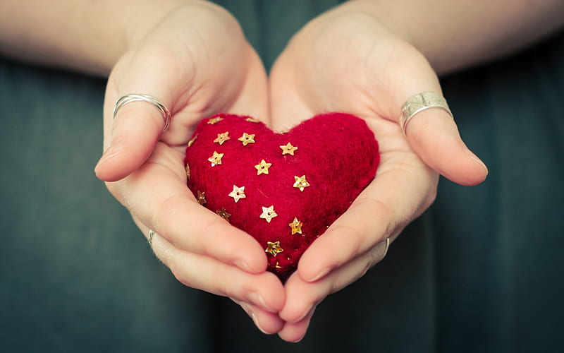 Giving my heart, hand, red, valentine, heart, HD wallpaper