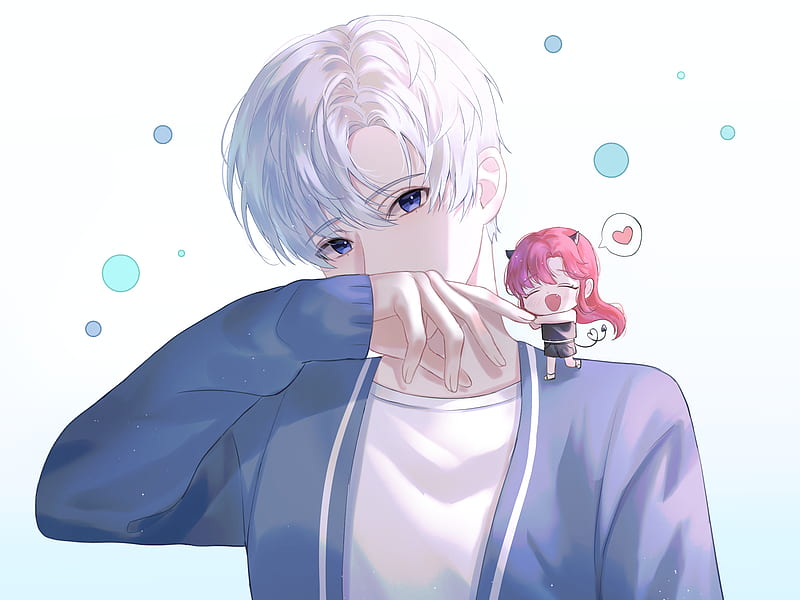 Anime Original Blue Eyes Boy Bubble Girl White Hair Hd Wallpaper Peakpx