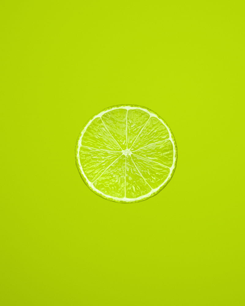 lemon, slice, citrus, minimalism, green, HD phone wallpaper