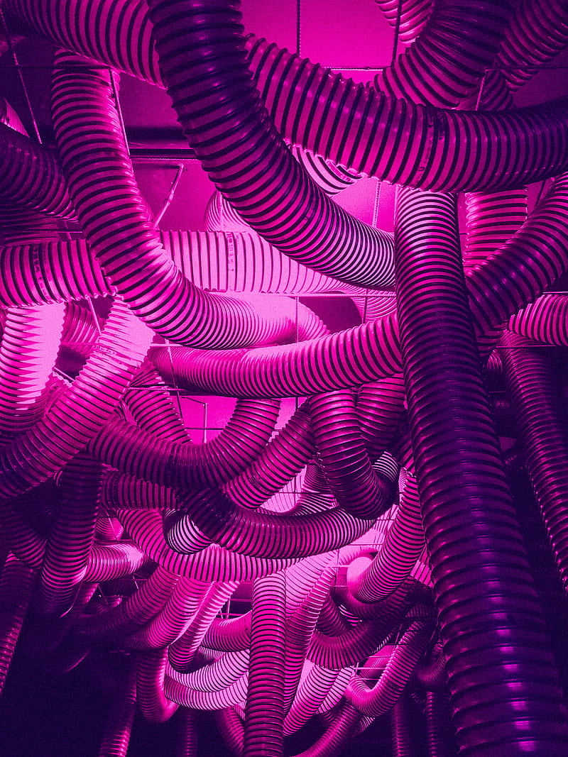 pipes, neon, purple, backlight, HD phone wallpaper