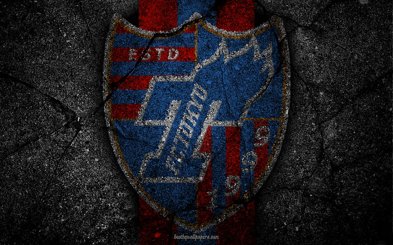 FC Tokyo, logo, art, J-League, soccer, football club, asphalt texture, HD wallpaper