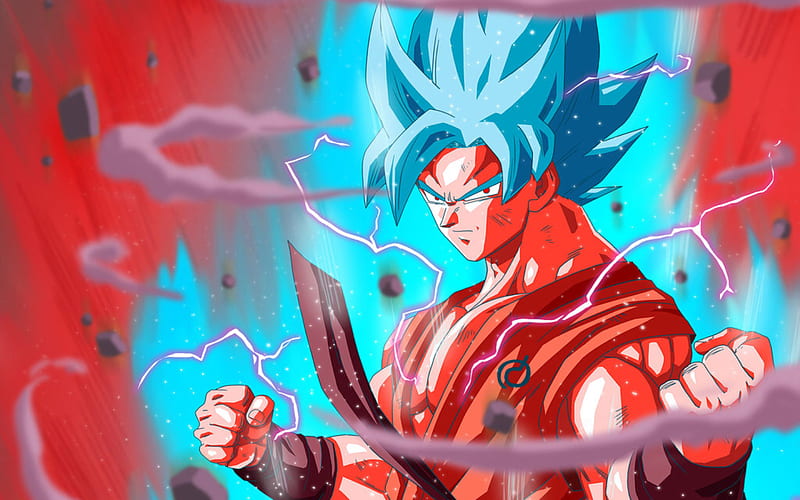 Ssj blue Kaioken Goku  Dragonball Artwork , an art print by