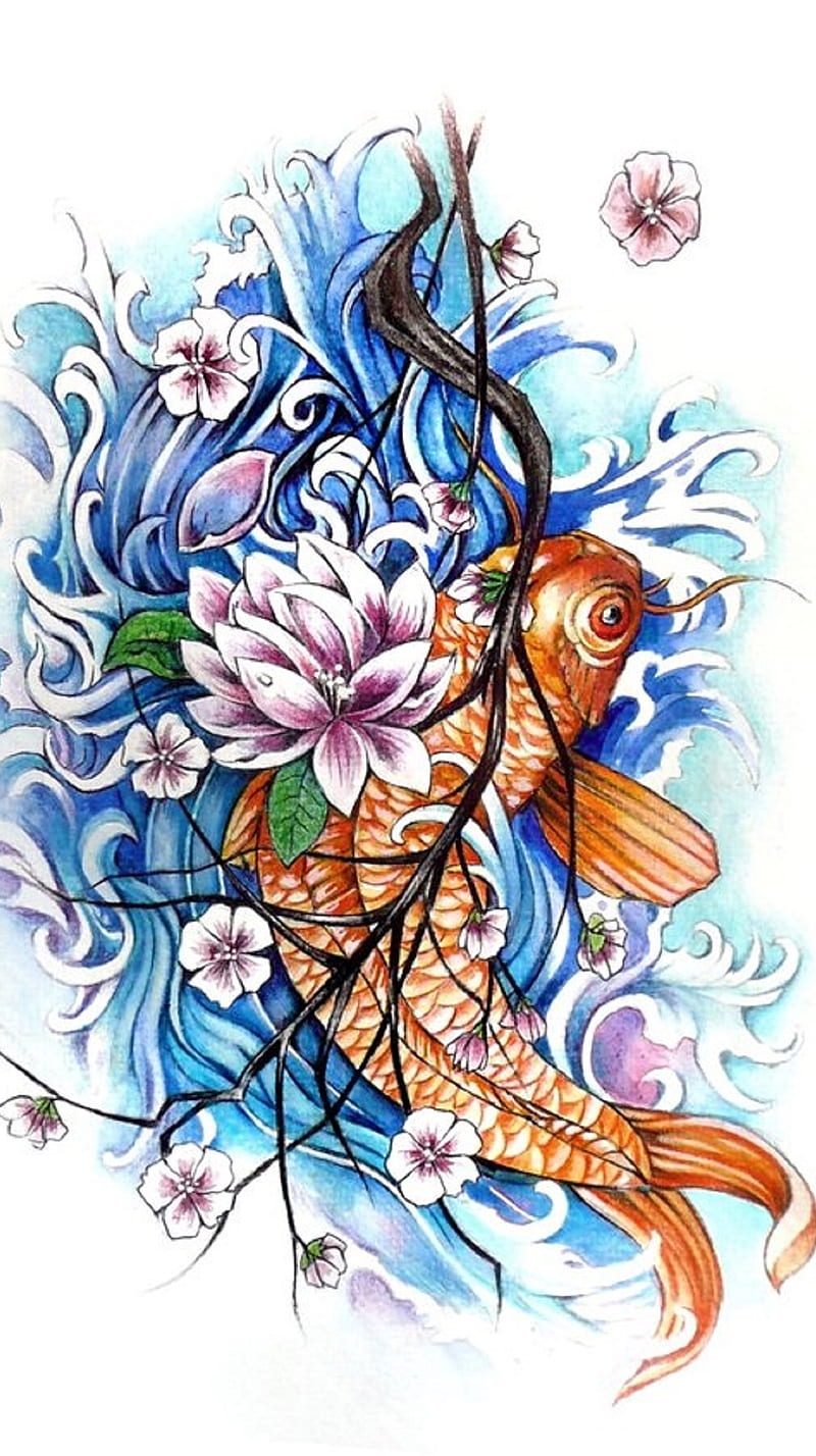 Koi Fish, tattoo, HD phone wallpaper | Peakpx
