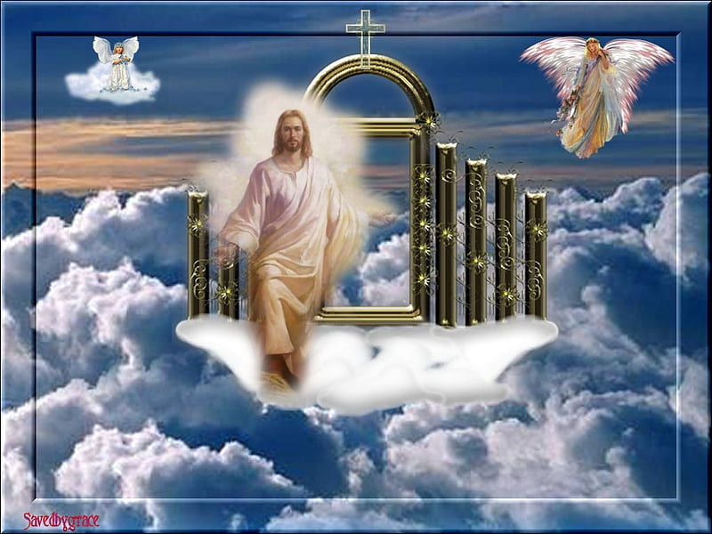 Jesus in heaven, heaven, christ, jesus, religion, HD wallpaper