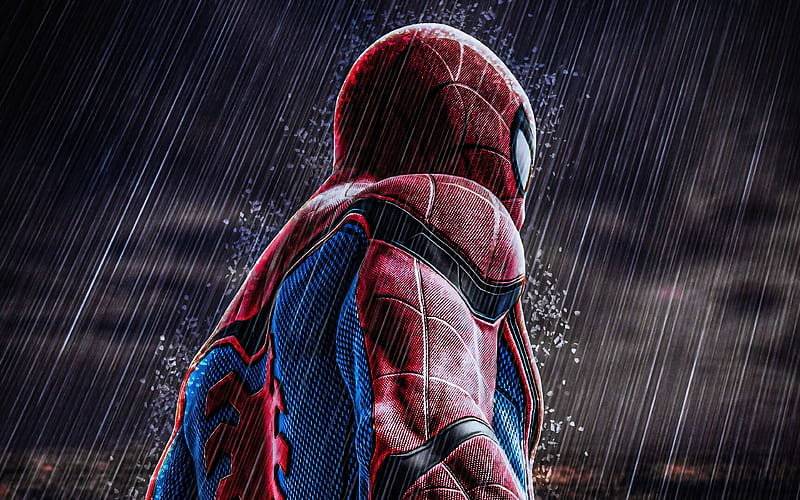 Spiderman under rain Spider-Man, fan art, adventure, superheroes, Spiderman, HD wallpaper