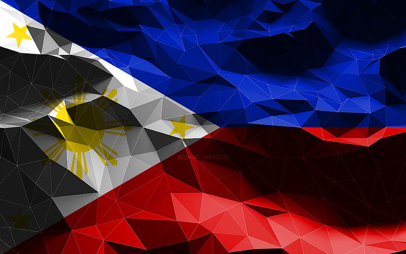 Philippine flag, low poly art, Asian countries, national symbols, Flag of Philippines, 3D flags, Philippines, Asia, Philippines 3D flag, HD wallpaper