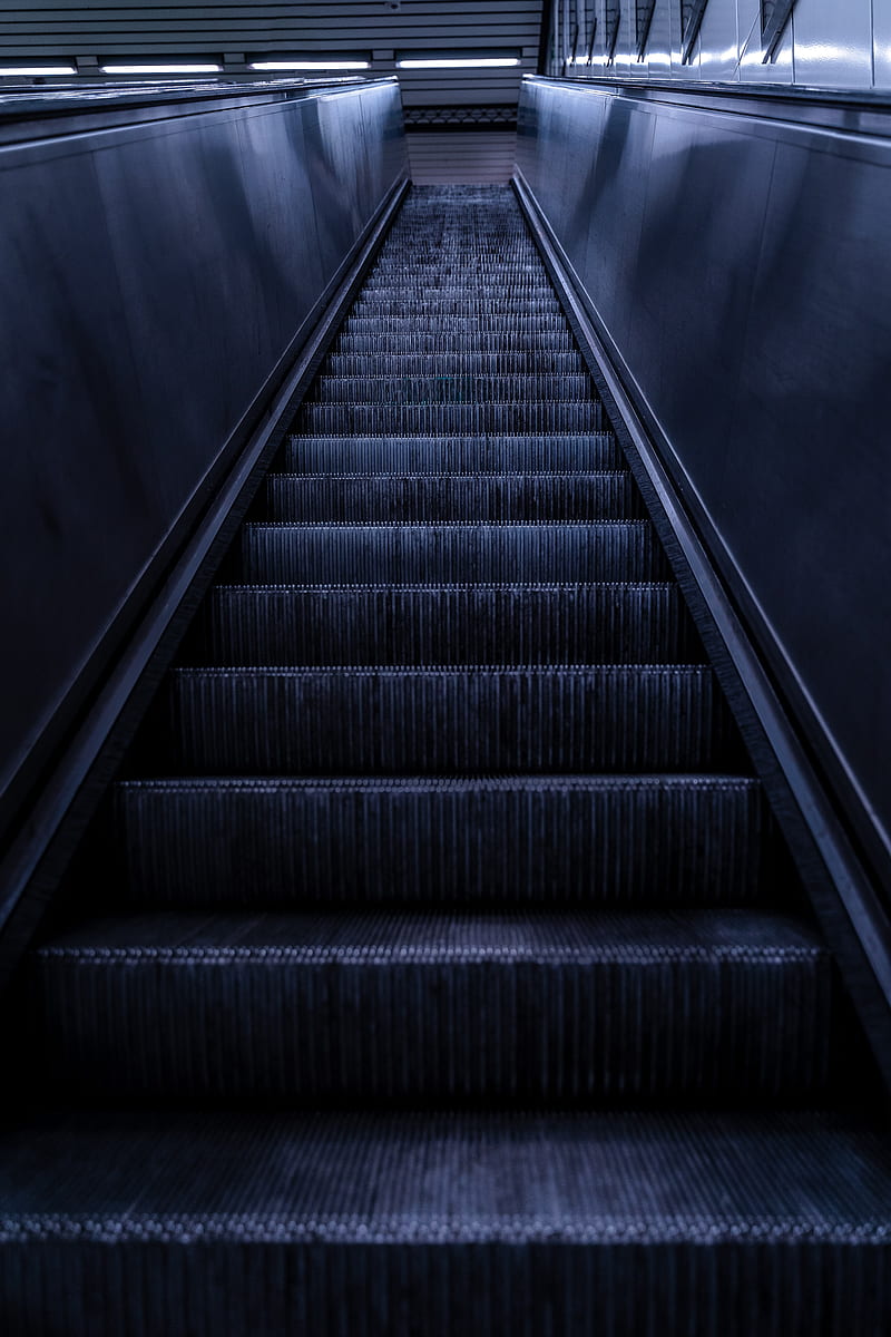 escalator, stairs, gray, construction, HD phone wallpaper