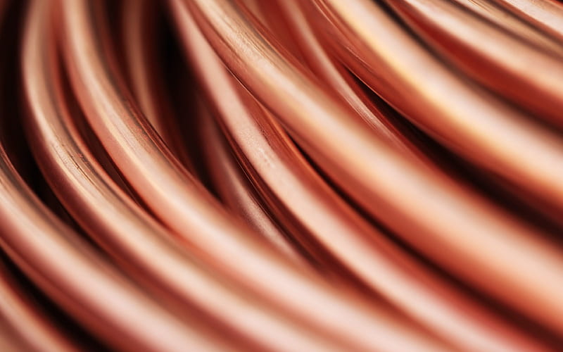 copper wires, metal wavy background, metal waves texture, copper wire, background with copper, 3D textures, metal textures, HD wallpaper