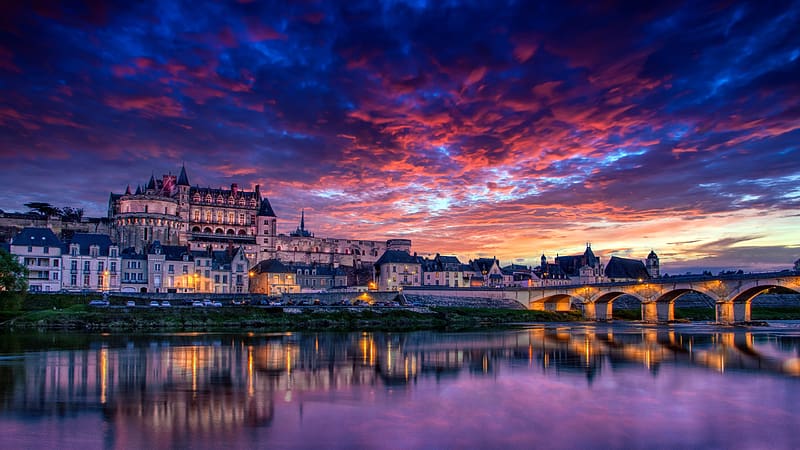 France Loire Valley Royal Castle Sunset Bing, HD wallpaper