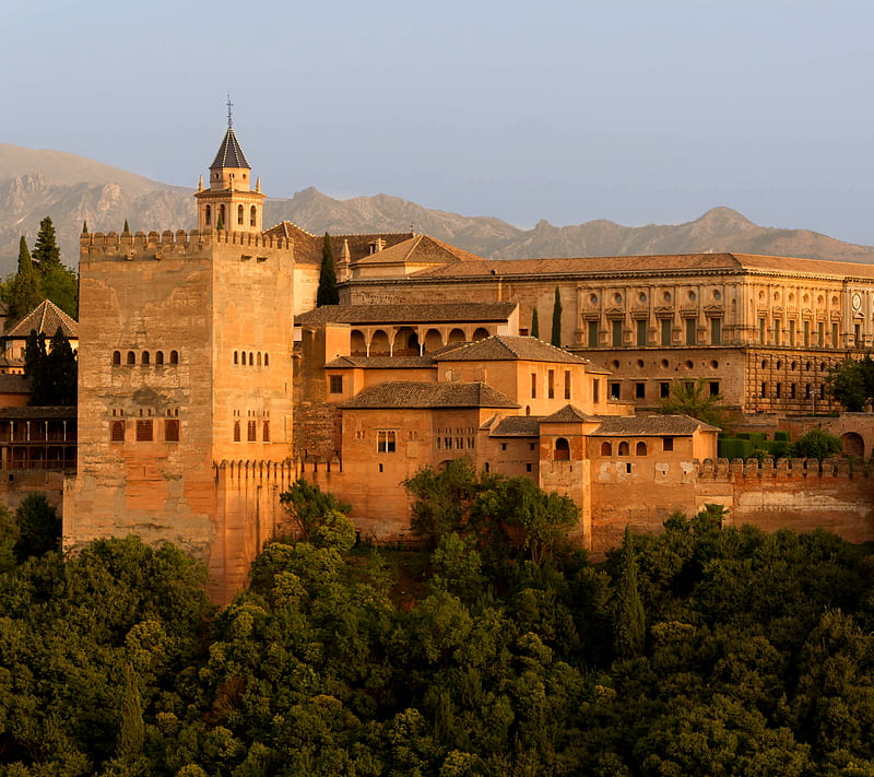 Spain, building, castle, granada, palace, spanish, HD wallpaper