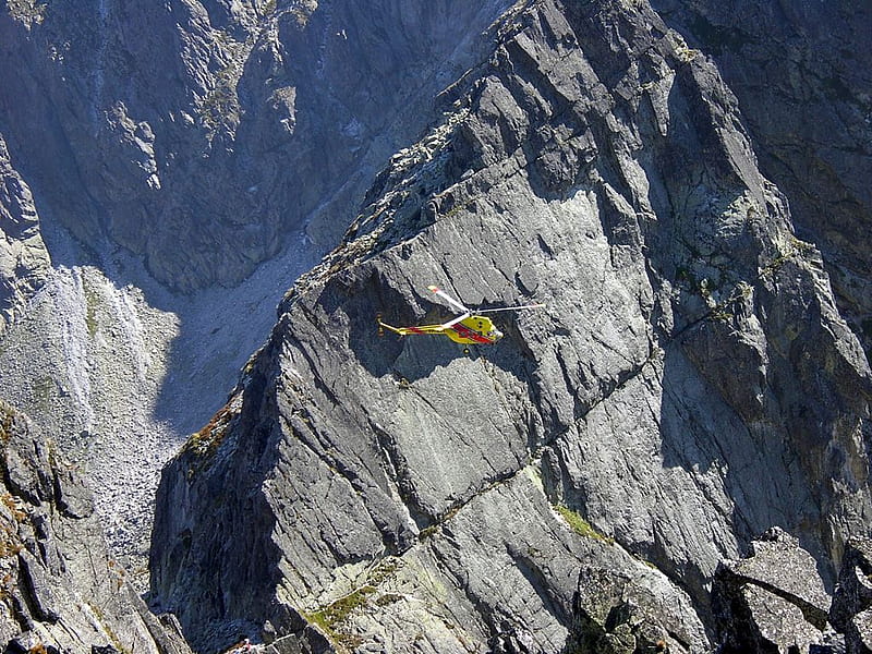 Medical Air Rescue, steep, hhelicopter, high, mountains, rescue, HD wallpaper