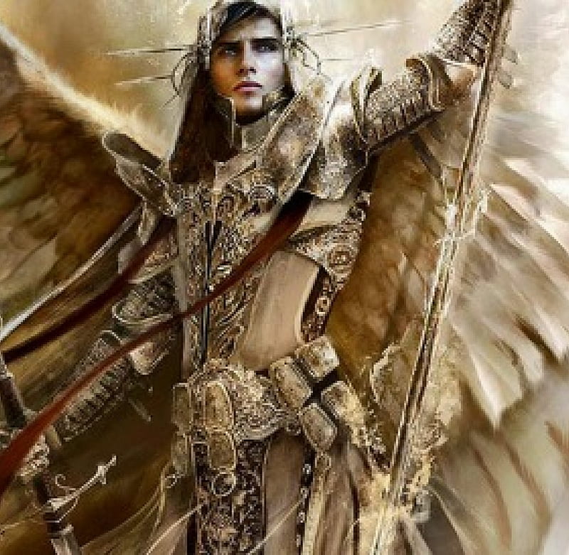 Arch Angel, warrior, fantasy, sword, angel, HD wallpaper