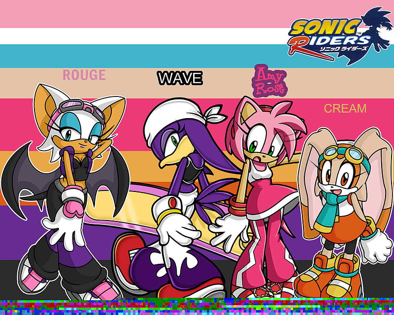 Sonic riders the girls, amy rose, rouge, sonic riders, cream, wave, HD wallpaper