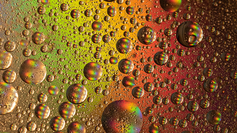 abstraction, drops, bubbles, colorful, HD wallpaper