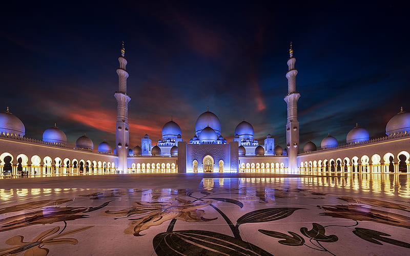 Sheikh Zayed Mosque, Abu Dhabi, Sheikh Zayed Grand Mosque, evening, square,  landmark, HD wallpaper | Peakpx