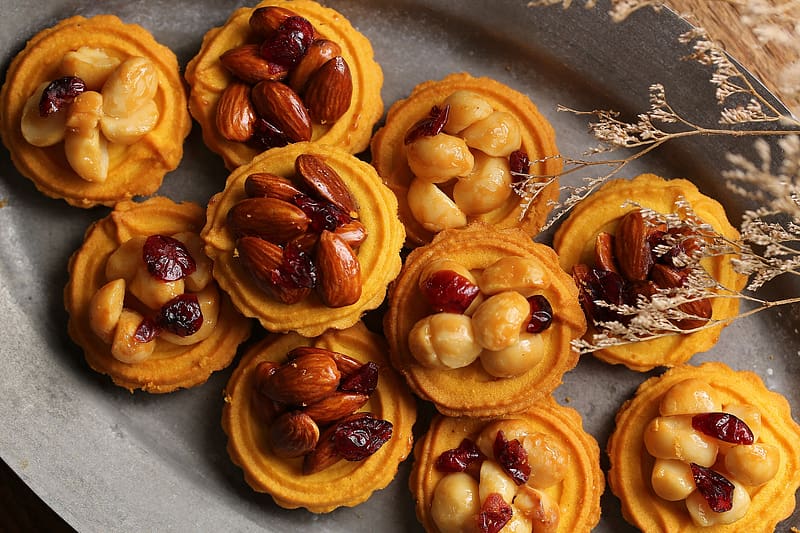Nuts tarts, dessert, sweet, nuts, tart, food, HD wallpaper