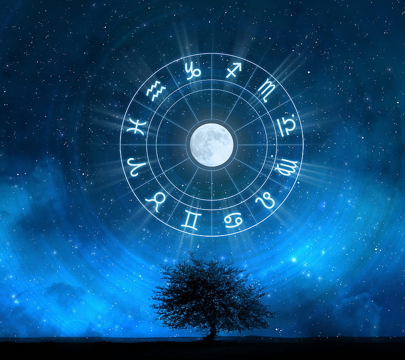 zodiac, astrology, tree, HD wallpaper