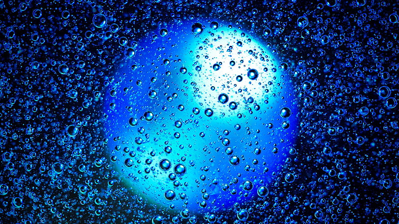 Blue Drops Bubbles Round Abstract, HD wallpaper