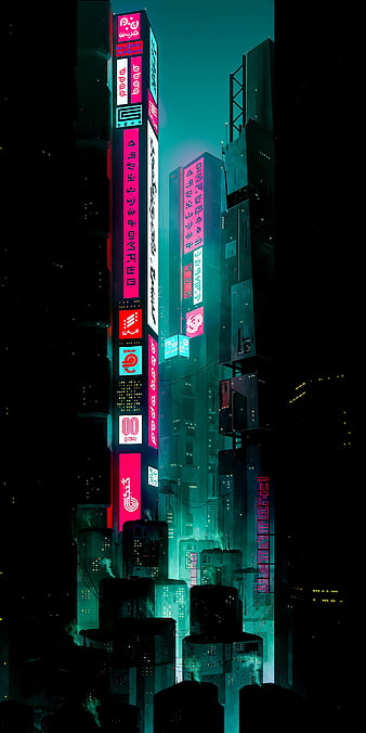 Cyberpunk Night City Hologram 4K Wallpaper iPhone HD Phone #890h