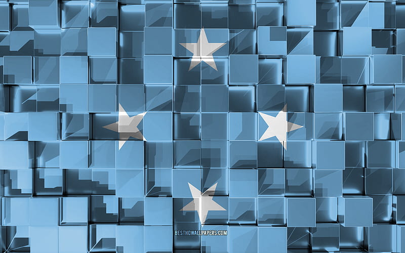Flag of Micronesia, 3d flag, 3d cubes texture, Flags of Oceania countries, 3d art, Micronesia, Oceania, 3d texture, Micronesia flag, HD wallpaper