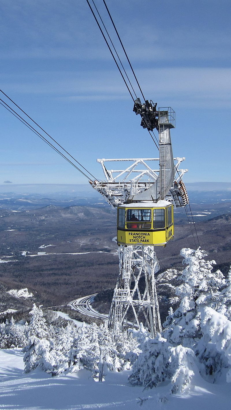 Aerial Tram, aerial tramway, cannon mountain, nh, skiing, snow, winter, HD phone wallpaper