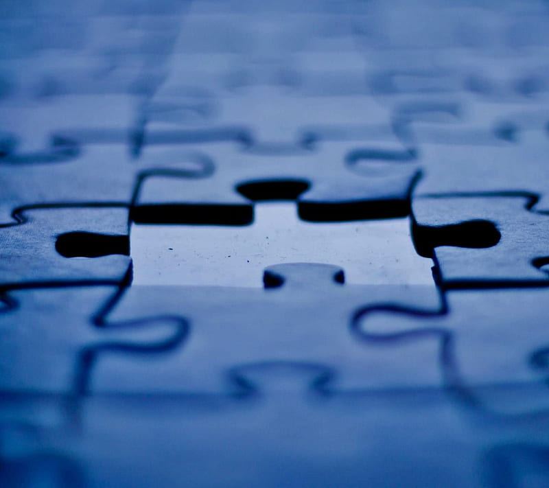 Missing, blue, game, piece, puzzle, HD wallpaper