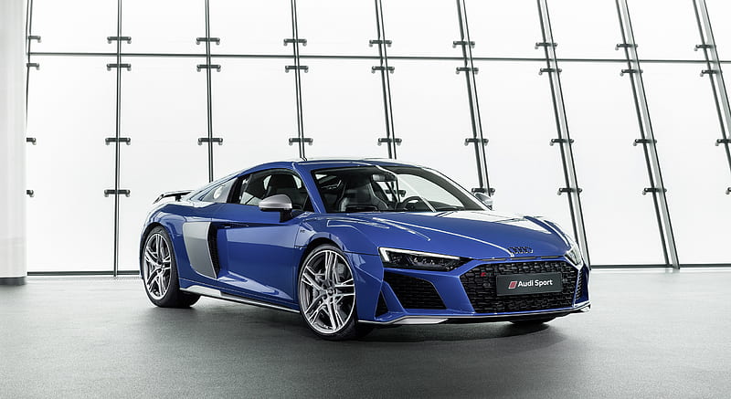 2019 Audi R8 (Color: Ascari Blue Metallic) - Front Three-Quarter, HD wallpaper