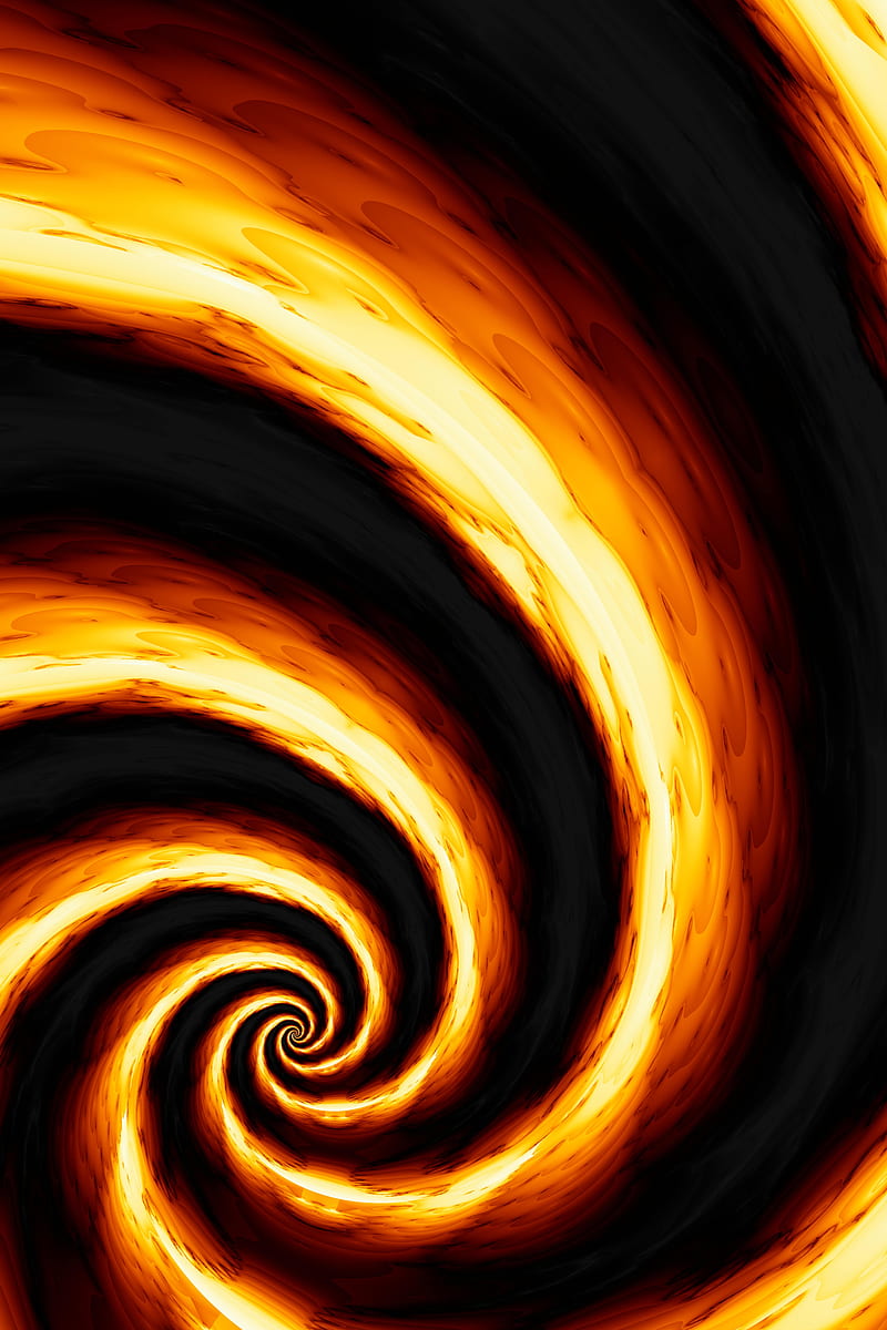 spiral, funnel, abstraction, yellow, black, HD phone wallpaper