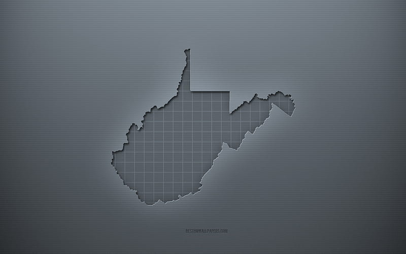 Virginia map, gray creative background, Virginia, USA, gray paper texture, American states, Virginia map silhouette, map of Virginia, gray background, Virginia 3d map, HD wallpaper