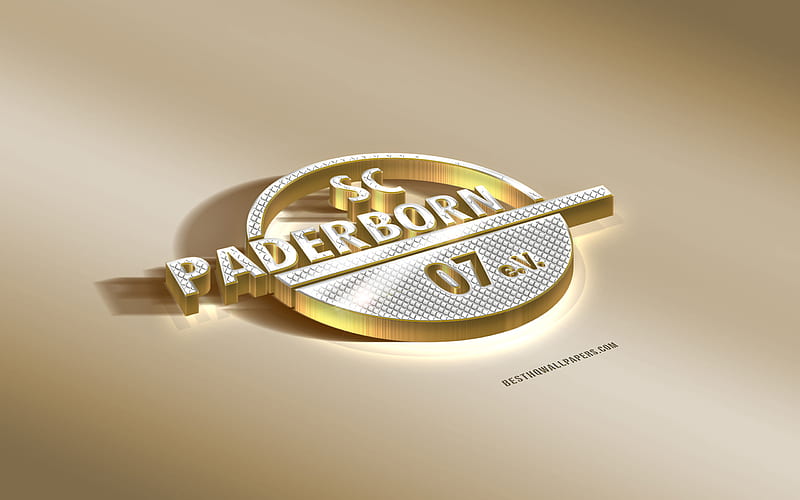 SC Paderborn 07, German football club, golden silver logo, Paderborn, Germany, 2 Bundesliga, 3d golden emblem, creative 3d art, football, HD wallpaper