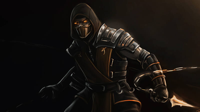 Scorpion Mortal Kombat Dark , Games, , , Background, and, Mortal Kombat Black, HD wallpaper