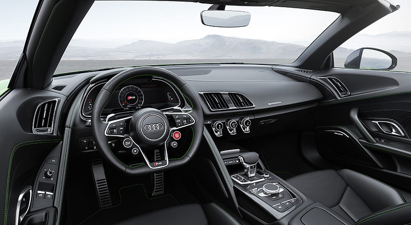 2018 Audi R8 Spyder V10 plus (Color: Micrommata Green) - Interior , car, HD wallpaper
